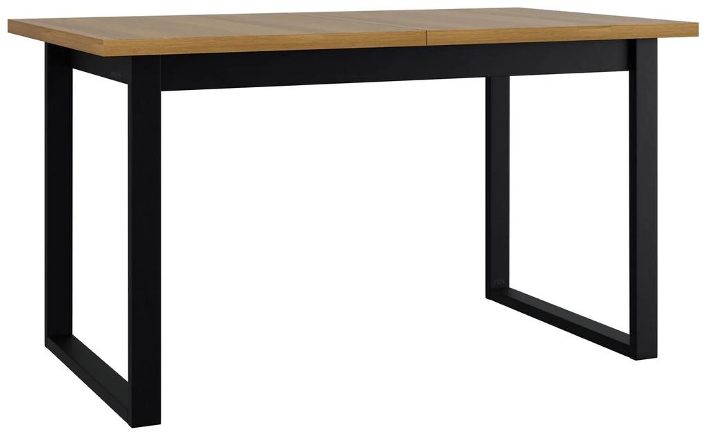 Τραπέζι Victorville 353, Grandson δρυς, Μαύρο, 79x80x140cm, 39 kg, Επιμήκυνση, Πλαστικοποιημένη μοριοσανίδα, Μέταλλο | Epipla1.gr