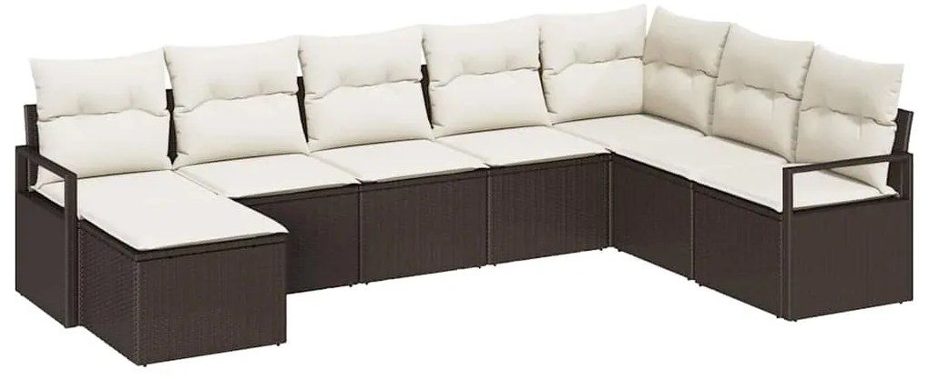 vidaXL Σετ Καναπέ Κήπου 8 pcs Καφέ Πολυ ράταν