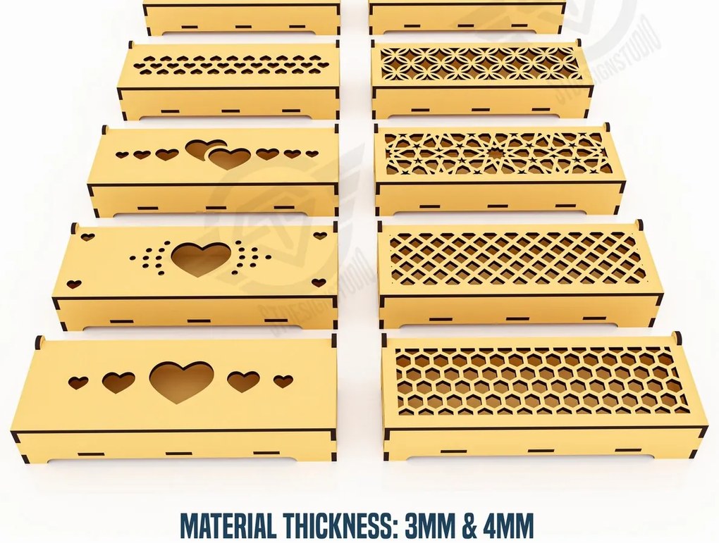 Σετ των 2 Intra απο ξύλο plywood 3mm-4mm πάχος 10 Διακοσμητικά κουτιά δώρου κοπής με λέιζερ Δίασταση 15x15 cm INTRAFABR-119431031