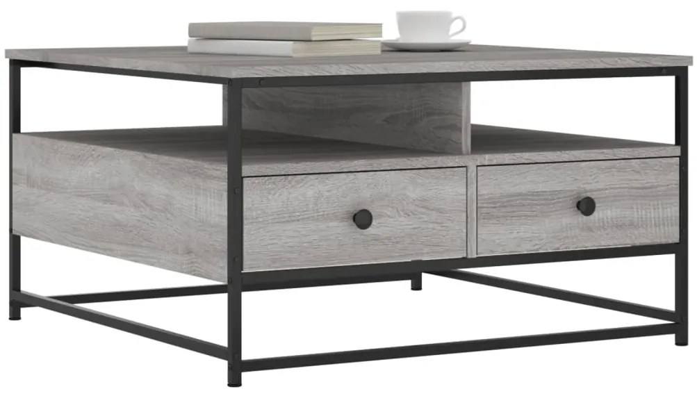 vidaXL Τραπεζάκι Σαλονιού Γκρι Sonoma 80 x 80 x 45 εκ. Επεξεργ. Ξύλο