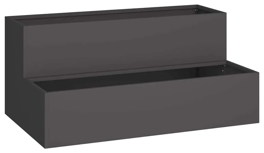 vidaXL Γλάστρα Κήπου Μαύρο 100 x 60 x 45 εκ Ατσάλι