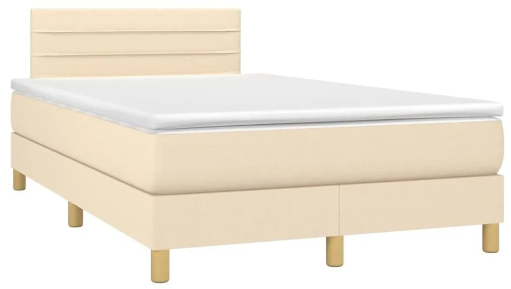 Κρεβάτι Boxspring με Στρώμα Κρεμ 120x190 εκ. Υφασμάτινο - Κρεμ