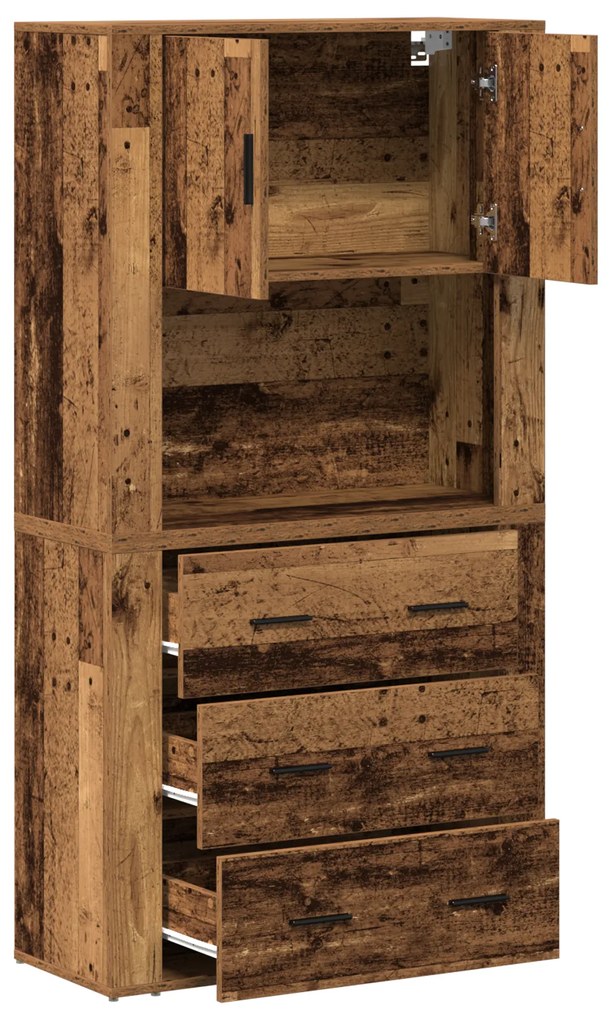 vidaXL Υψηλό Έπιπλο Παλιού Ξύλου 80x33x150 εκ. Κατασκευασμένη Ξυλεία