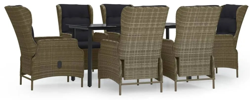 vidaXL Σετ Τραπεζαρίας Κήπου 7 Τεμαχίων Καφέ από Συνθετικό Ρατάν