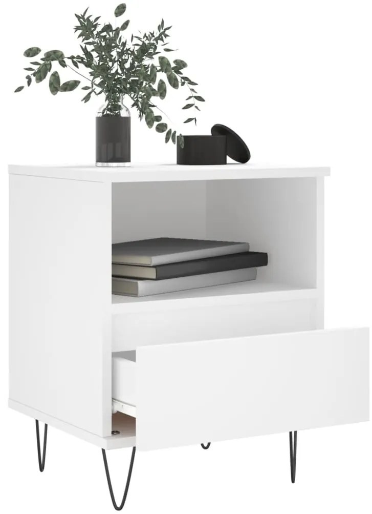 vidaXL Κομοδίνα Λευκά 2 τεμ. 40 x 35 x 50 εκ. από Επεξεργασμένο Ξύλο