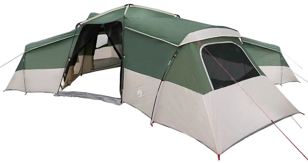 vidaXL Οικογενειακή Σκηνή με στέγη Πράσινο 833 x 585 x 216 εκ ταφτάς