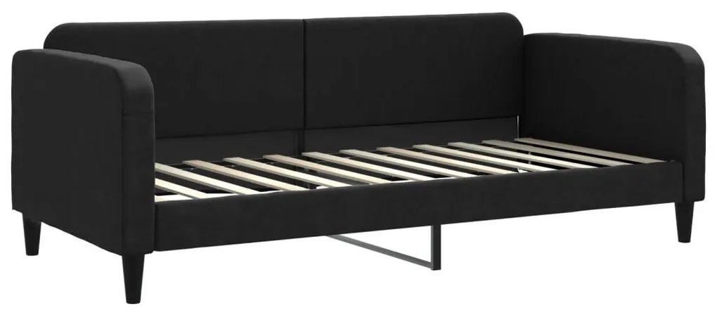 vidaXL Καναπές Κρεβάτι Συρόμενος Μαύρος 90x200 εκ. Ύφασμα &amp; Συρτάρια