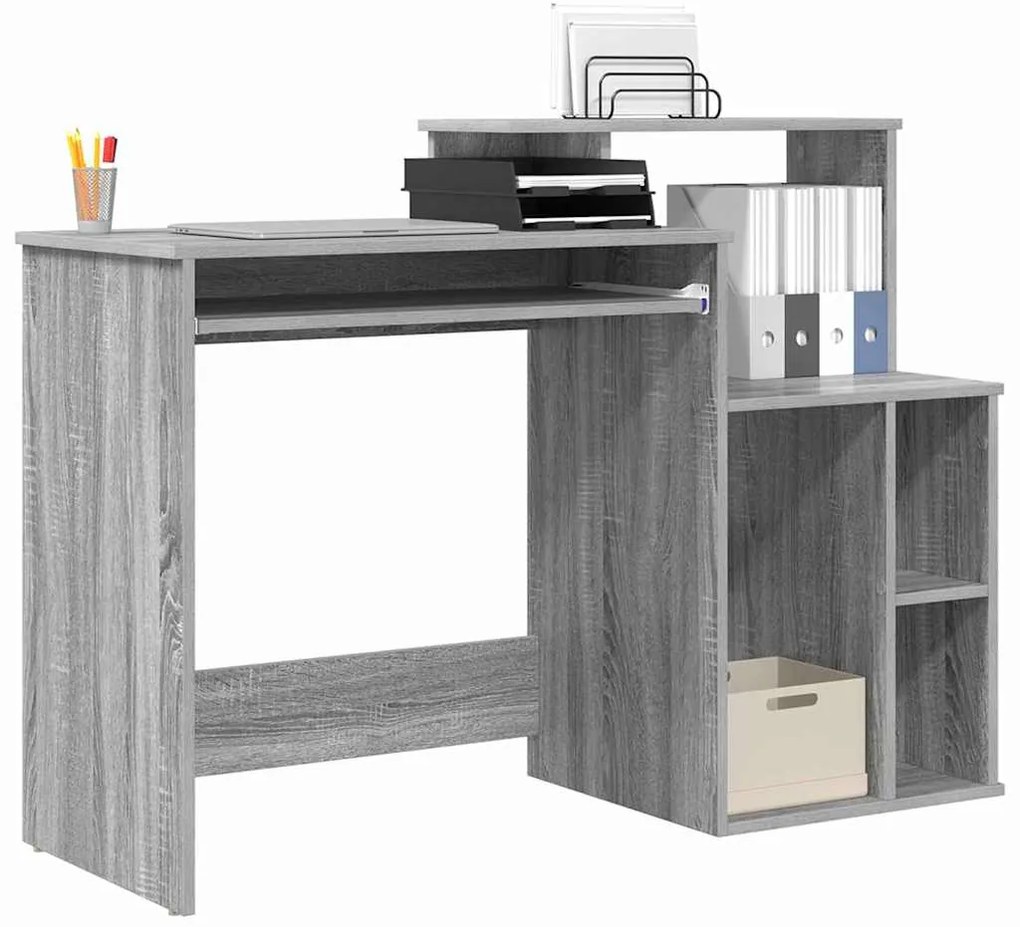 vidaXL Γραφείο με Αποθηκευτικό Χώρο Γκρι sonoma 120.5 x 44 x 88.5 εκ