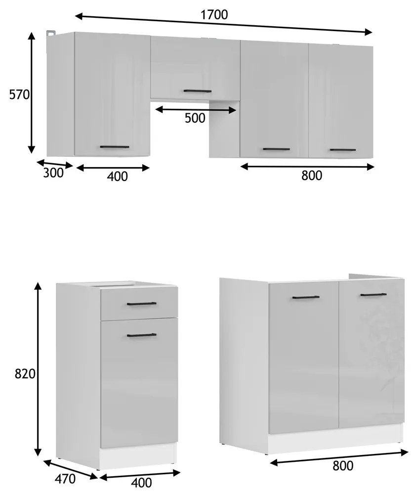 Σετ κουζίνας Boston DS124, 170x47cm, 70 kg, Πλαστικοποιημένη μοριοσανίδα | Epipla1.gr
