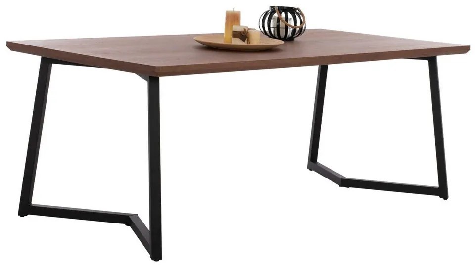 Τραπέζι Στυλ Ρουστίκ HM9304.02 200x100x75cm Με Καπλαμά Walnut Μέταλλο,Ξύλο