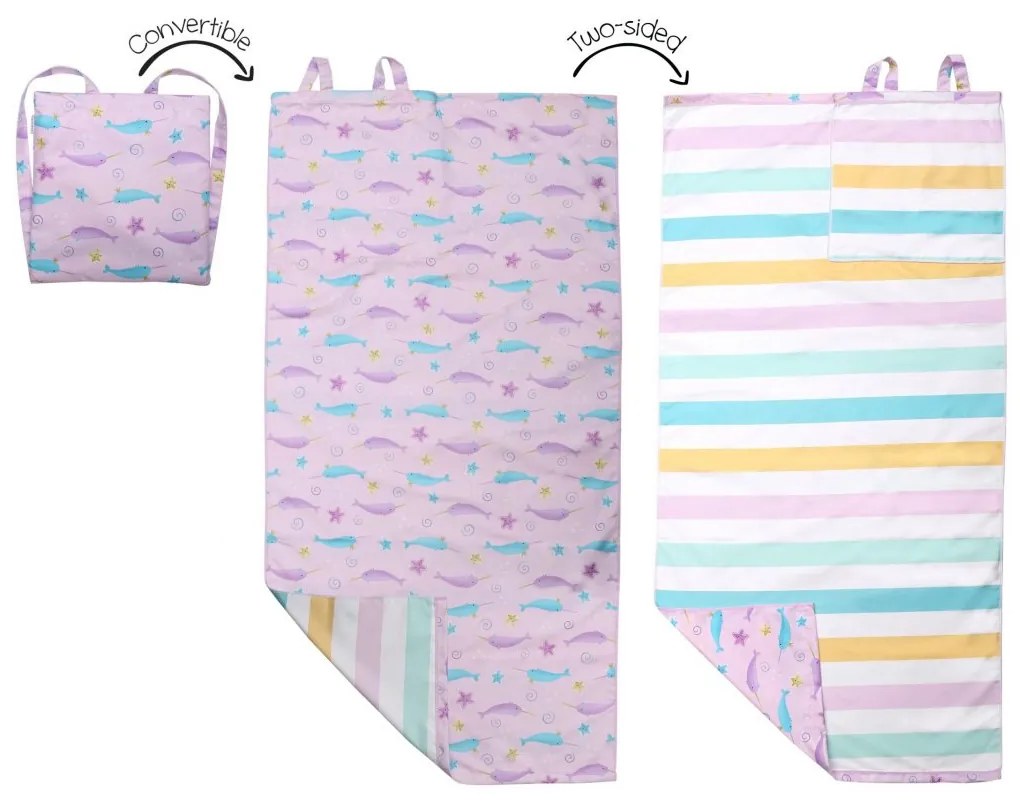 Παιδική Πετσέτα Θαλάσσης Microfiber 2 Όψεων (71x145) FlapjackKids Narwhal/Starfish