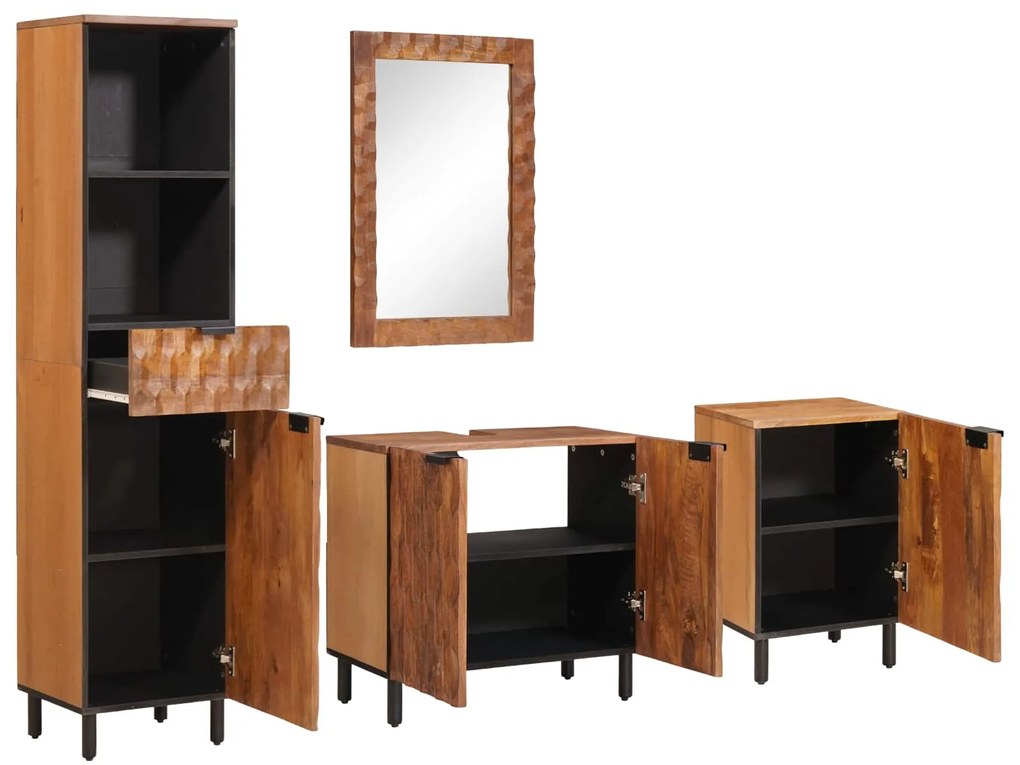 Σετ Μπάνιου με συρτάρι με ράφι Καφέ Ακακία Στερεό ξύλο μάνγκο