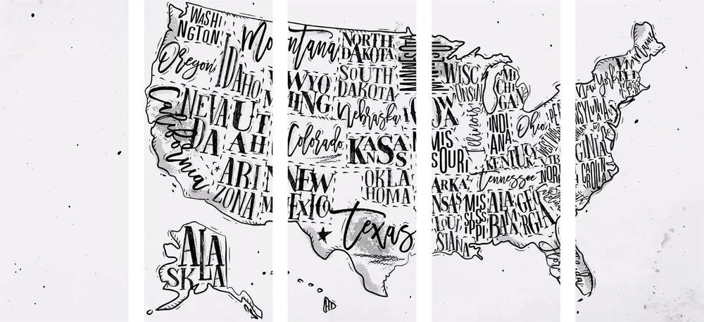Εκπαιδευτικός χάρτης των Η.Π.Α. με 5 μέρη εικόνα με επιμέρους πολιτείες σε αντίστροφη μορφή - 100x50