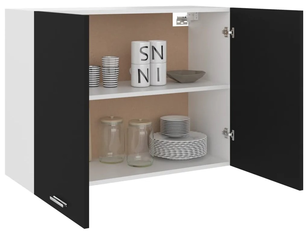 vidaXL Κρεμαστό Ντουλάπι "Lyon" Μαύρο 80x31x60 εκ. από Τεχνητό Ξύλο