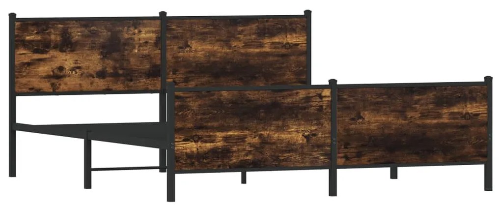 vidaXL Σκελετός Κρεβ. Χωρίς Στρώμα Καπνιστή Δρυς 183x213 εκ. Μεταλλικό