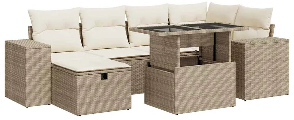 vidaXL Σαλόνι Κήπου Σετ 8 τεμ. Μπεζ Συνθετικό Ρατάν με Μαξιλάρια