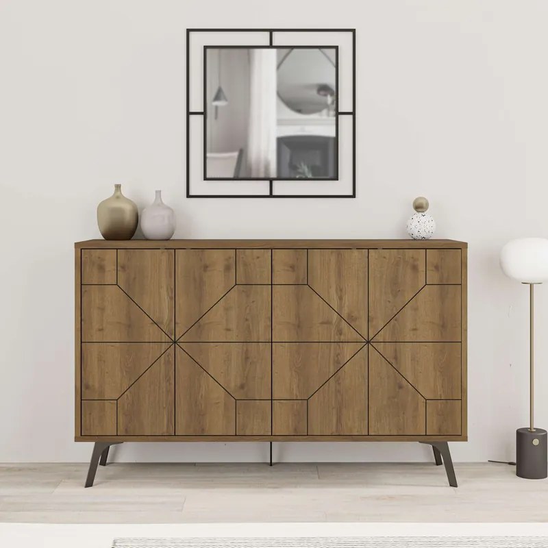 Μπουφές Dune pakoworld σε καρυδί απόχρωση 123x35x77.4εκ (1 τεμάχια)