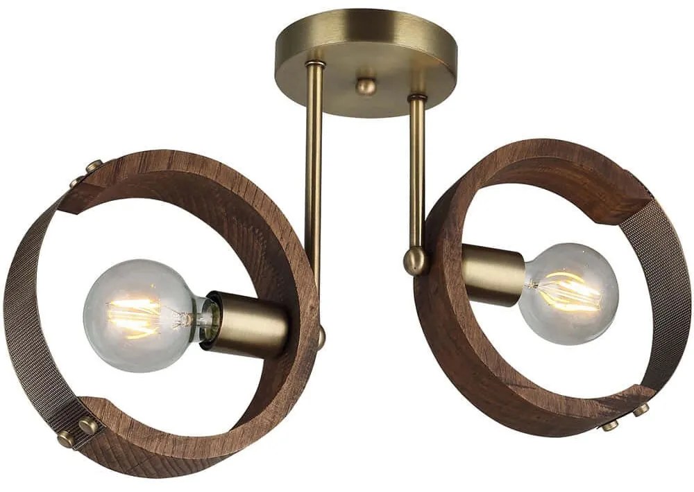 Φωτιστικό Οροφής - Πλαφονιέρα Manya 341LCA1134 55x29cm 2xE27 40W Brown-Gold Opviq