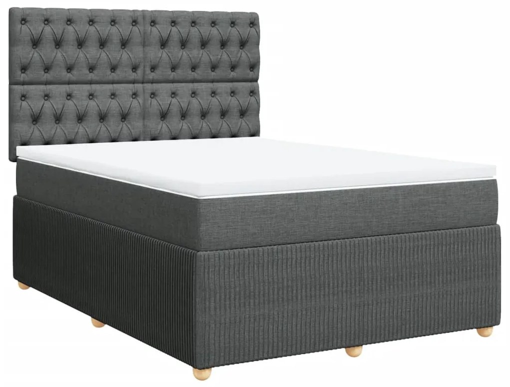 ΚΡΕΒΑΤΙ BOXSPRING ΜΕ ΣΤΡΩΜΑ ΣΚΟΥΡΟ ΓΚΡΙ 140X190 ΕΚ. ΥΦΑΣΜΑΤΙΝΟ 3292059