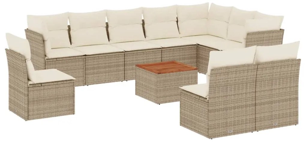 vidaXL Σαλόνι Κήπου Σετ 11 τεμ. Μπεζ Συνθετικό Ρατάν με Μαξιλάρια