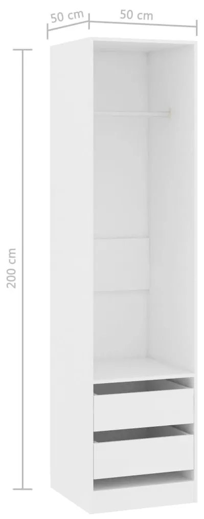 Ντουλάπα με Συρτάρια Λευκή 50 x 50 x 200 εκ. από Μοριοσανίδα - Λευκό