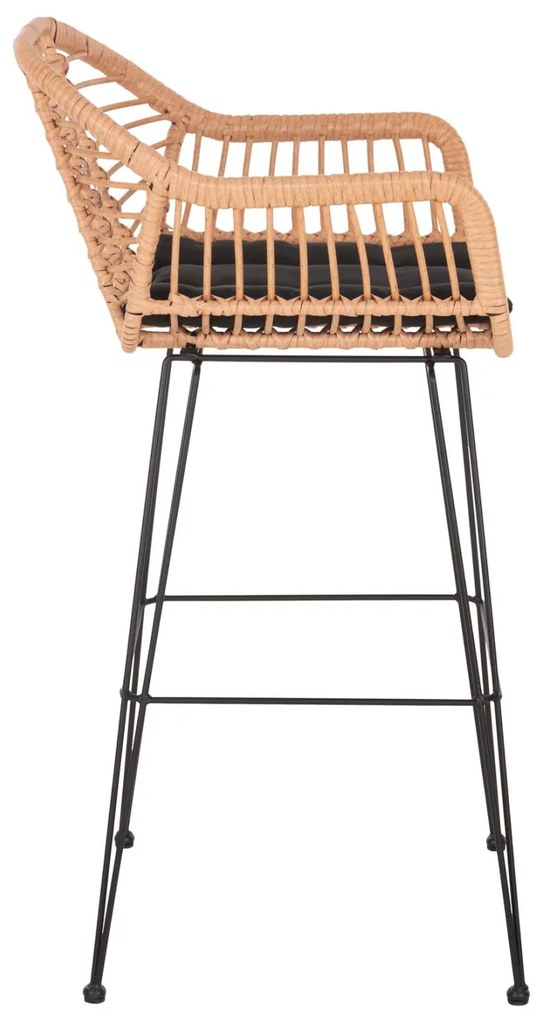 ΣΚΑΜΠΟ ΜΠΑΡ ΨΗΛΟ ALLEGRA  ΜΠΕΖ P.E. RATTAN-ΜΑΥΡΟ ΜΕΤΑΛΛΟ 54x55x108Υεκ. 54x55x108 εκ.