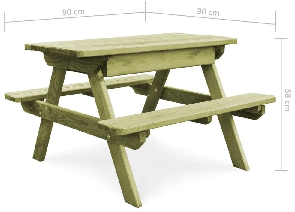 Τραπέζι Πικ-νικ Παιδικό Παγκάκια 90x90x58 εκ Εμποτ. Ξύλο Πεύκου - Πράσινο