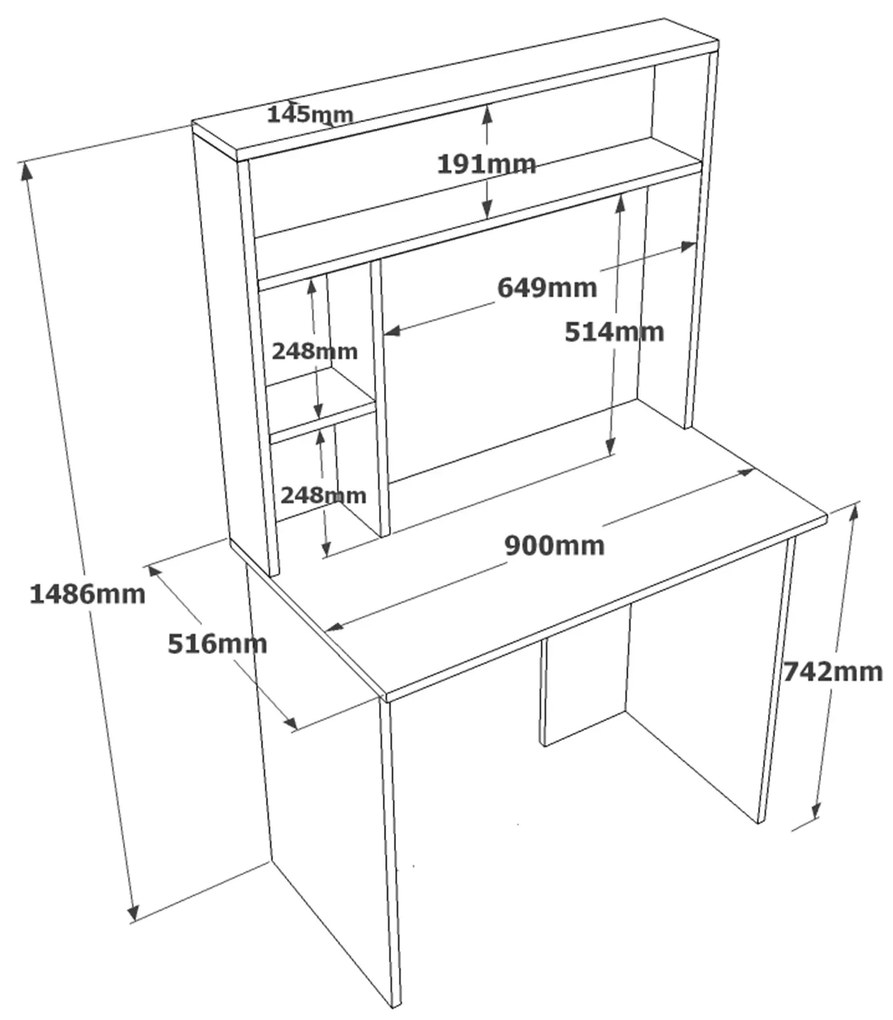 Γραφείο με ραφιέρα &quot;VIANA&quot; σε χρώμα atlantic pine/ανθρακί 90x52x148