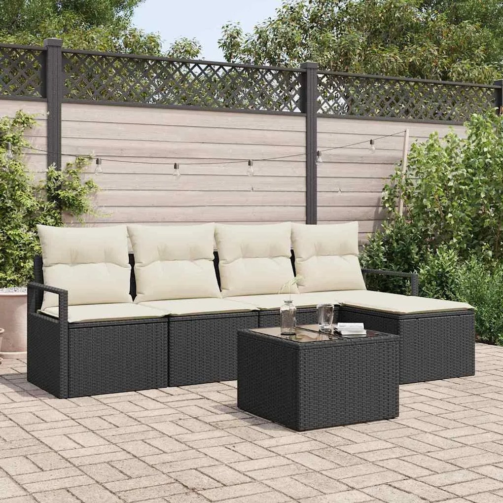 vidaXL Σετ Καναπέ Κήπου 6 pcs Καφέ, Κρέμα Πολυ rattan, βαμμένο ατσάλι