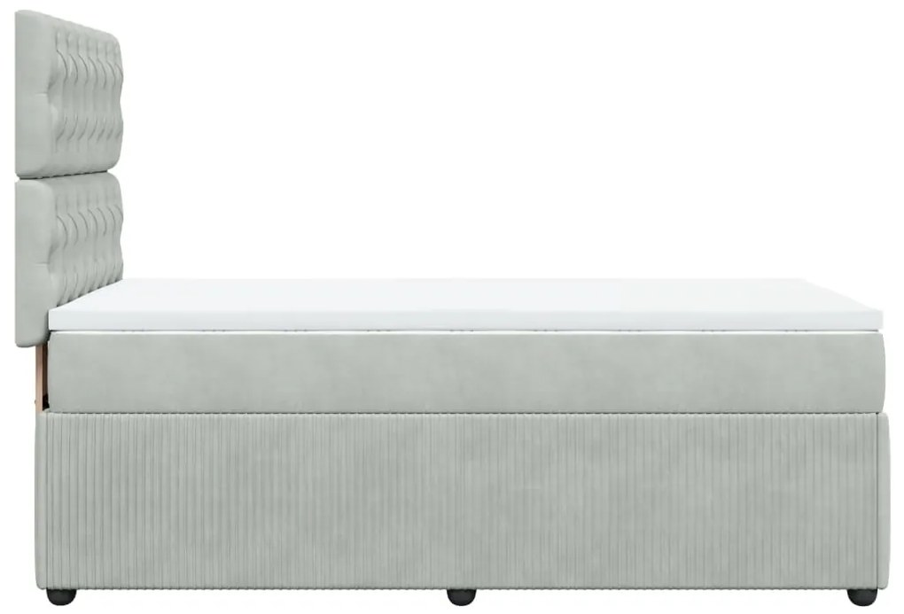 vidaXL Κρεβάτι Boxspring με Στρώμα Ανοιχτό Γκρι 80x200 εκ. Βελούδινο