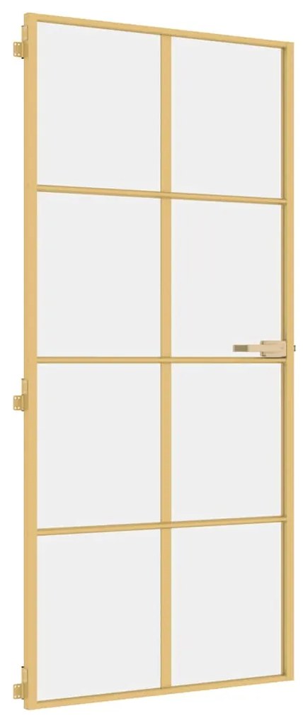 vidaXL Εσωτερική Πόρτα Χρυσή 93 x 201,5 εκ. Ψημένο Γυαλί &amp; Αλουμίνιο