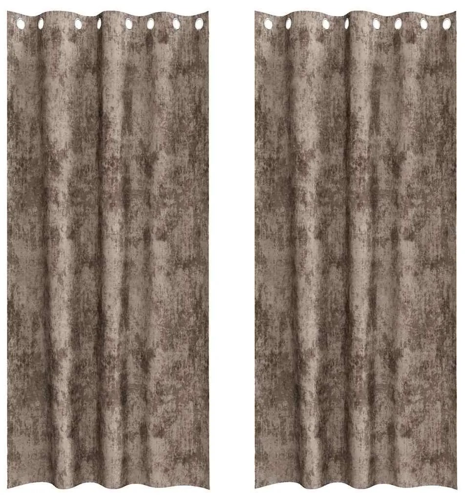 vidaXL Κουρτίνα με κουρτίνες 2 pcs Καπουτσίνο 225 x 140 εκ. Βελούδο