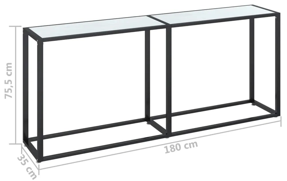 vidaXL Τραπέζι Κονσόλα Λευκό Όψη Μαρμάρου 180x35x75,5 εκ. Ψημένο Γυαλί