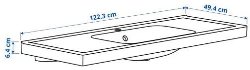 ORRSJON νιπτήρας με σιφόνι, 122x49 cm 595.167.56