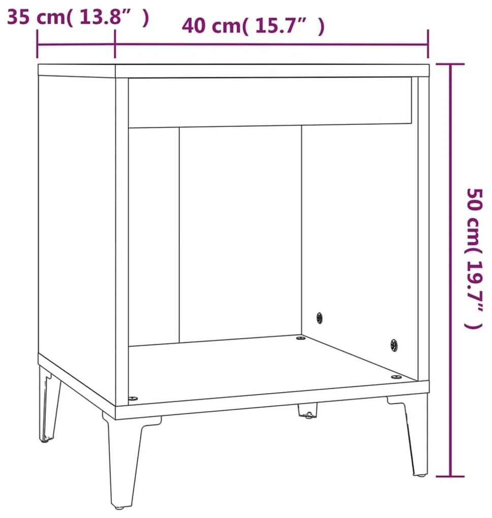 Κομοδίνα 2 τεμ. Γκρι Σκυροδέματος 40 x 35 x 50εκ. - Γκρι