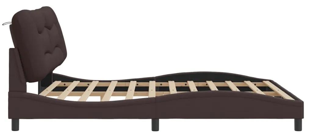 Πλαίσιο Κρεβατιού με Κεφαλάρι Σκ. Καφέ 180x200 εκ. Υφασμάτινο - Καφέ