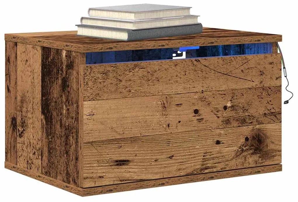 vidaXL Τοίχου κομοδίνο Παλαιό ξύλο 50 x 36 x 30 εκ Επεξεργασμένο ξύλο