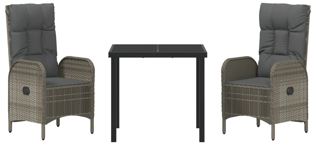 vidaXL Σετ 3 κομματιών Dining Set Κήπου Γκρι Πολυρεντάν
