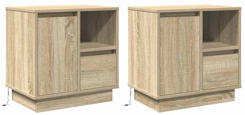 vidaXL Κομοδίνο με συρτάρι 2 pcs Δρύς Sonoma 50 x 34,5 x 50 εκ.