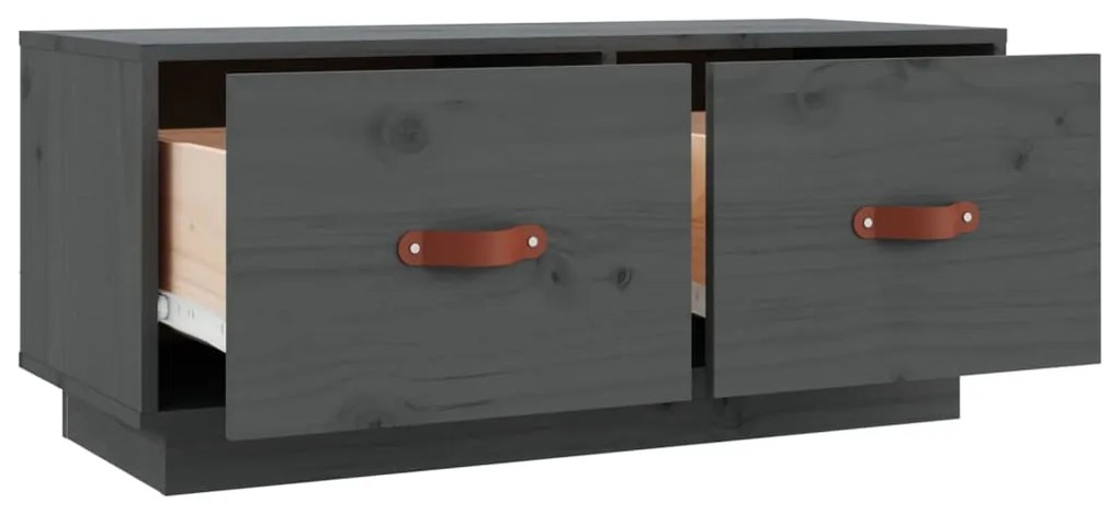 vidaXL Έπιπλο Τηλεόρασης Γκρι 80x34x35 εκ. από Μασίφ Ξύλο Πεύκου