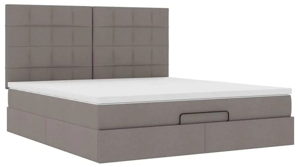 vidaXL Οθωμανικό κρεβάτι με στρώμα Taupe 180x200cm ύφασμα