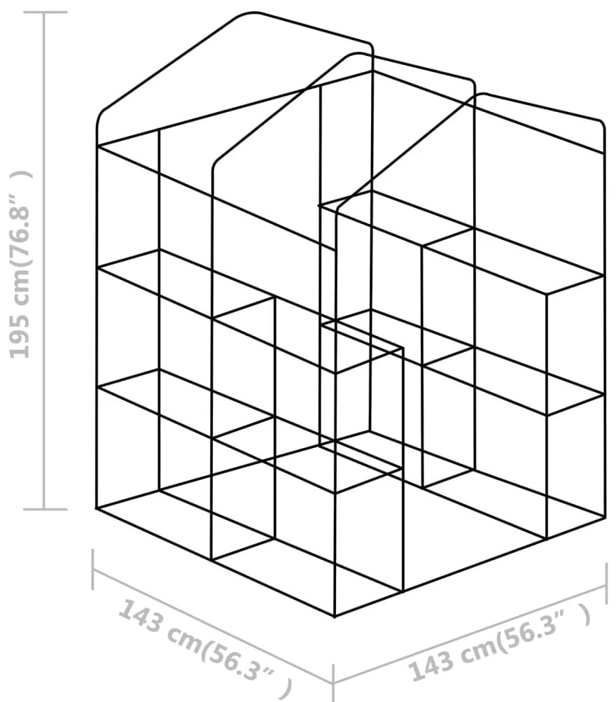 Θερμοκήπιο με Ράφια 143 x 143 x 195 εκ. από Ατσάλι 48167