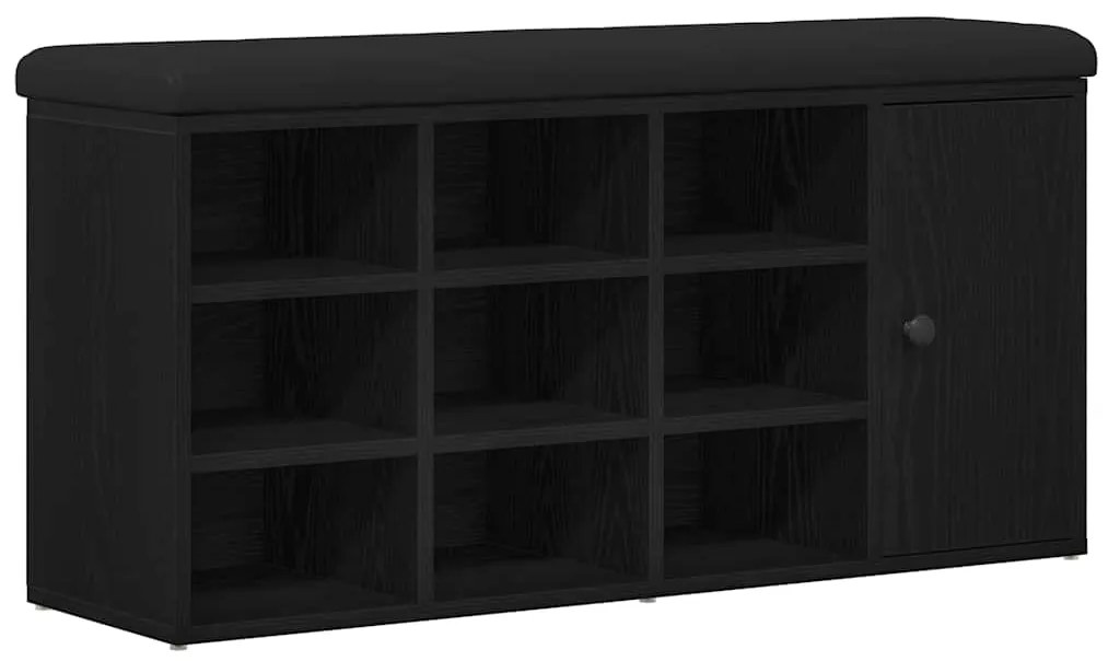vidaXL Παγκάκι με αποθήκευση με ράφι Μαύρη Οξυά 102 x 32 x 50 cm