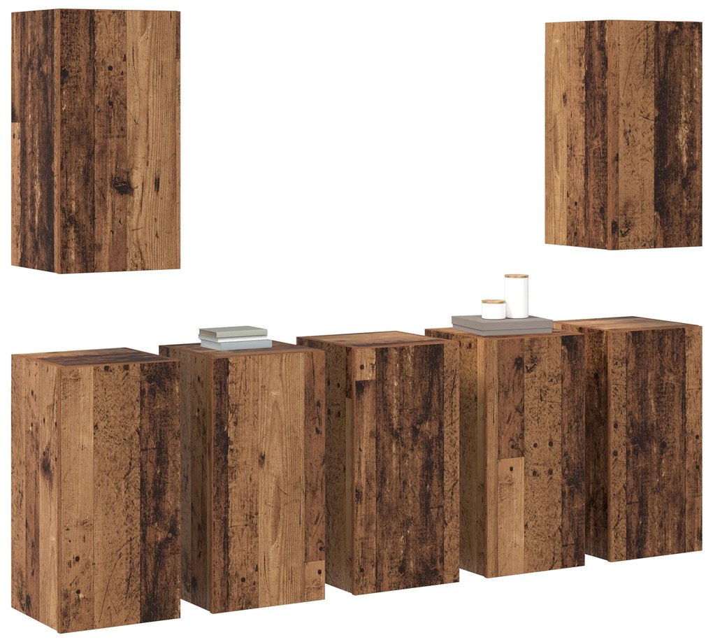 vidaXL Σετ επίπλου τηλεόρασης 7 pcs Παλαιό ξύλο 30.5 x 30 x 60 εκ.
