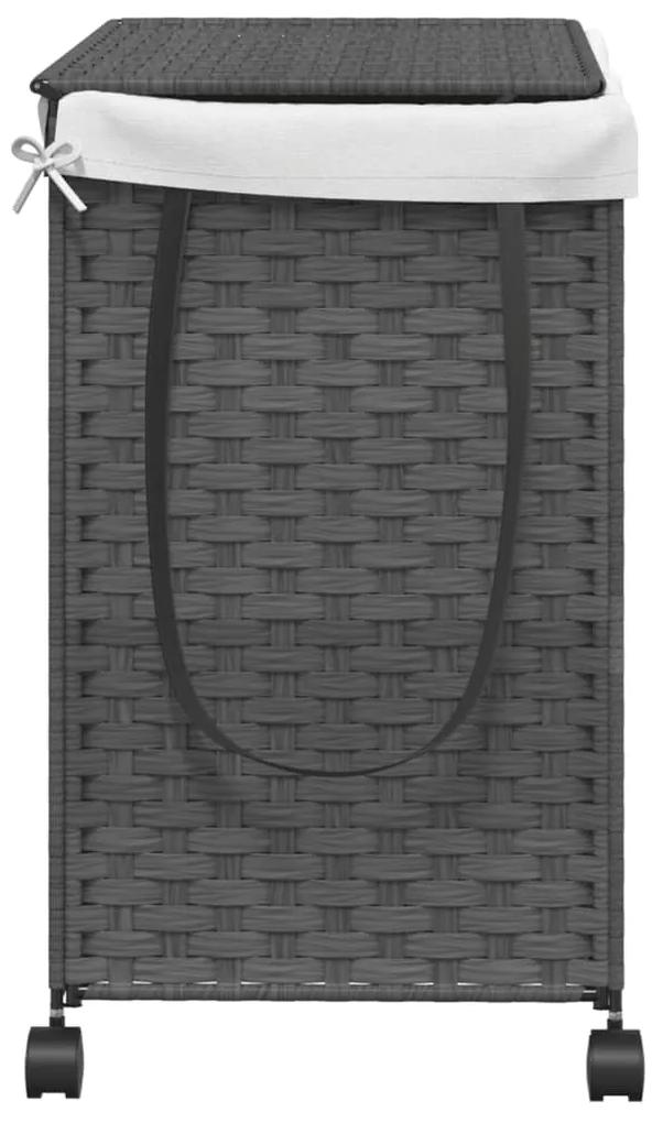 vidaXL Καλάθι Άπλυτων με Τροχούς Γκρι 60x35x60,5 εκ. από Ρατάν