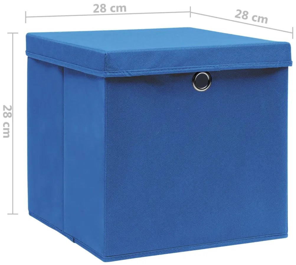 vidaXL Κουτιά Αποθήκευσης με Καπάκια 10 τεμ. Μπλε 28 x 28 x 28 εκ.