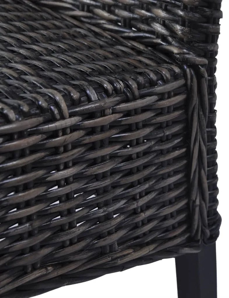 vidaXL Καρέκλες Τραπεζαρίας 4 τεμ. Μαύρες Ρατάν Kubu και Ξύλο Μάνγκο