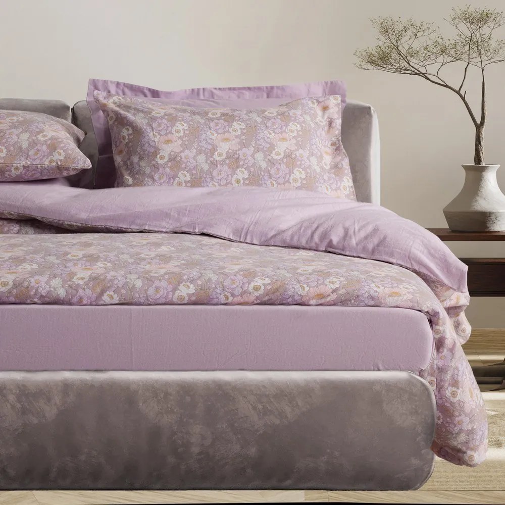 Παπλωματοθήκη Happy Flannel 9682 (Σετ 2τμχ) Lilac-Grey Das Home Μονό 160x240cm 100% Βαμβακερή Φανέλα