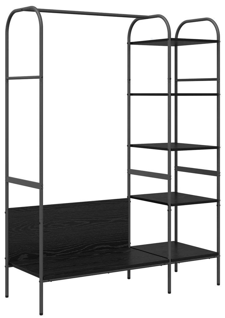 vidaXL Ράγα Ρούχων με Ράφια Μαύρης Δρύς 120x44x160 εκ. Επεξεργασμένο Ξύλο