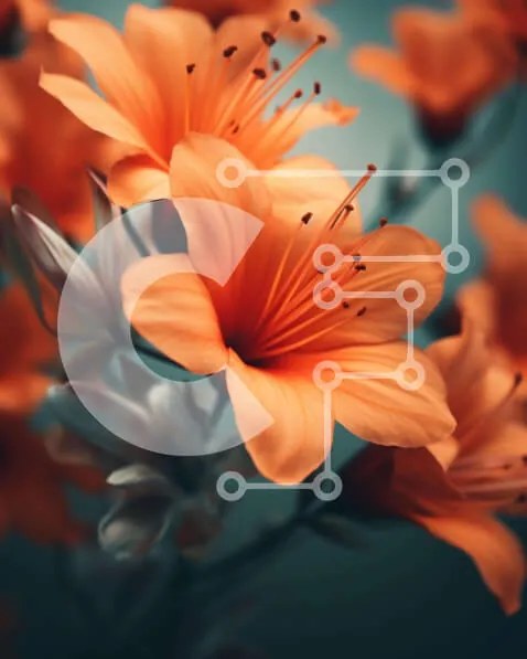 Intra Συλλεκτικό Ξύλινο Παζλ Plywood 4mm - Κοντινό πλάνο ανθισμένα πορτοκαλί λουλούδια Σε Ξύλινο Κουτί - Διαστάσεις: 10x10 cm – 25 κομμάτια